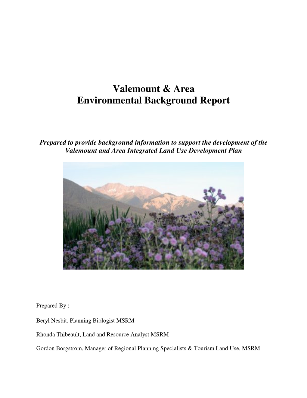 Valemount & Area Environmental Background