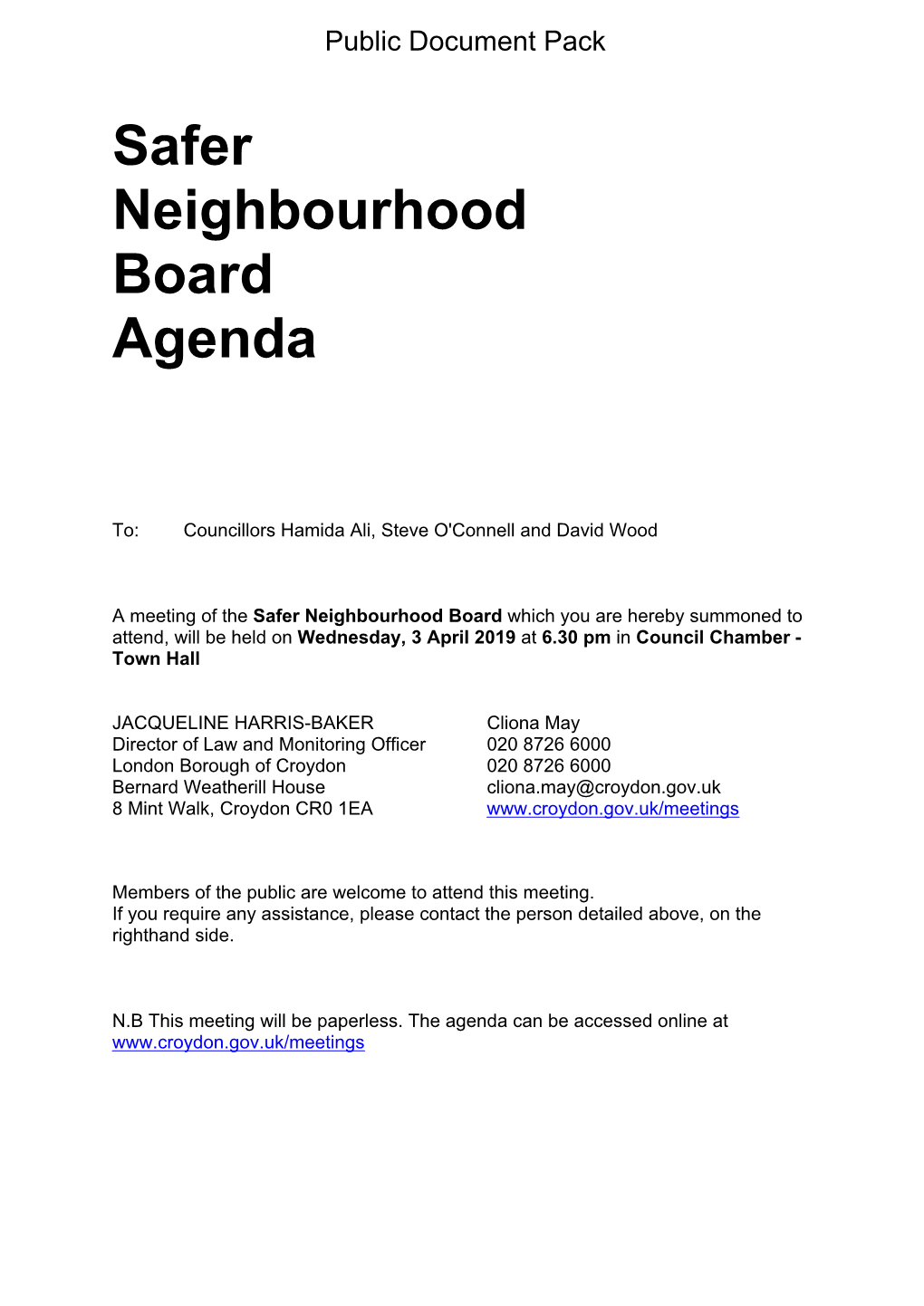 (Public Pack)Agenda Document for Safer Neighbourhood Board, 03/04