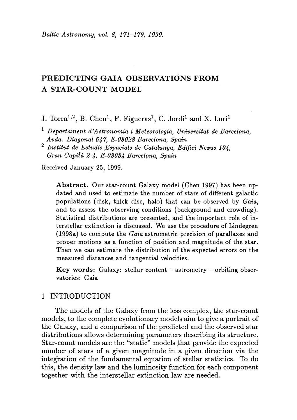 Predicting Gaia Observations from a Star-Count Model