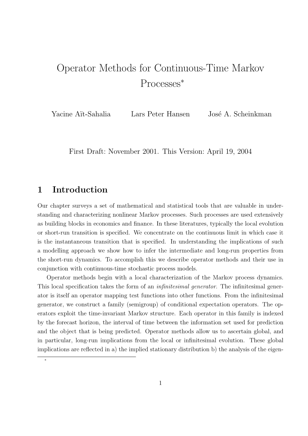 Operator Methods for Continuous-Time Markov Processes∗