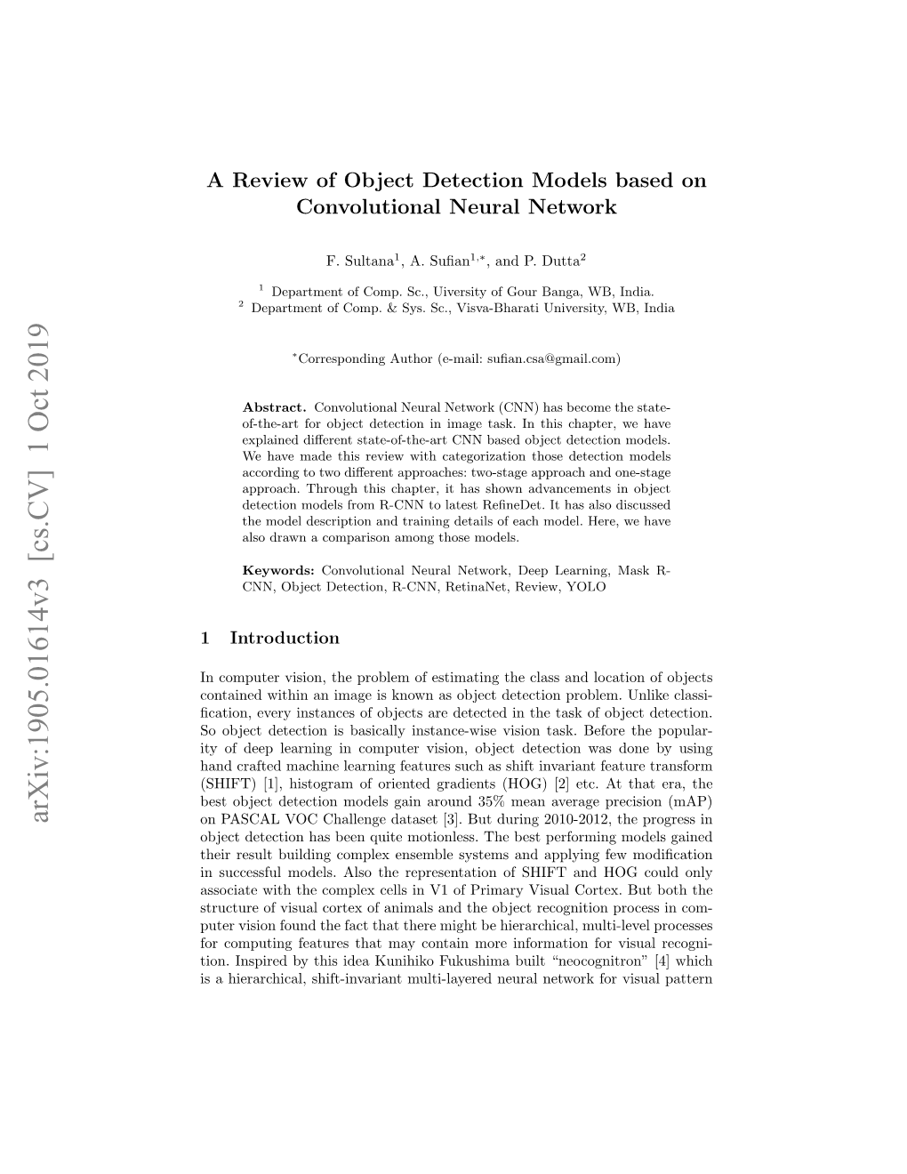 Arxiv:1905.01614V3 [Cs.CV] 1 Oct 2019 on PASCAL VOC Challenge Dataset [3]