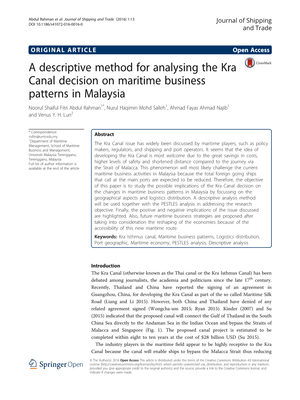 A Descriptive Method for Analysing the Kra Canal Decision on Maritime