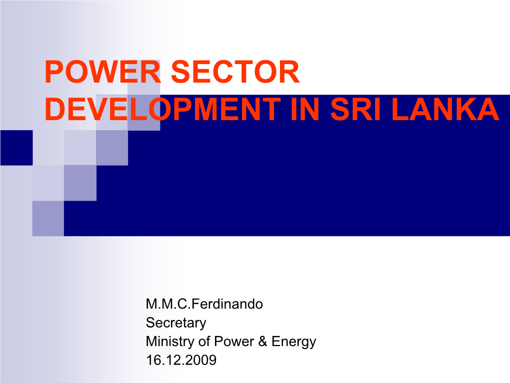 Power Sector Development in Sri Lanka