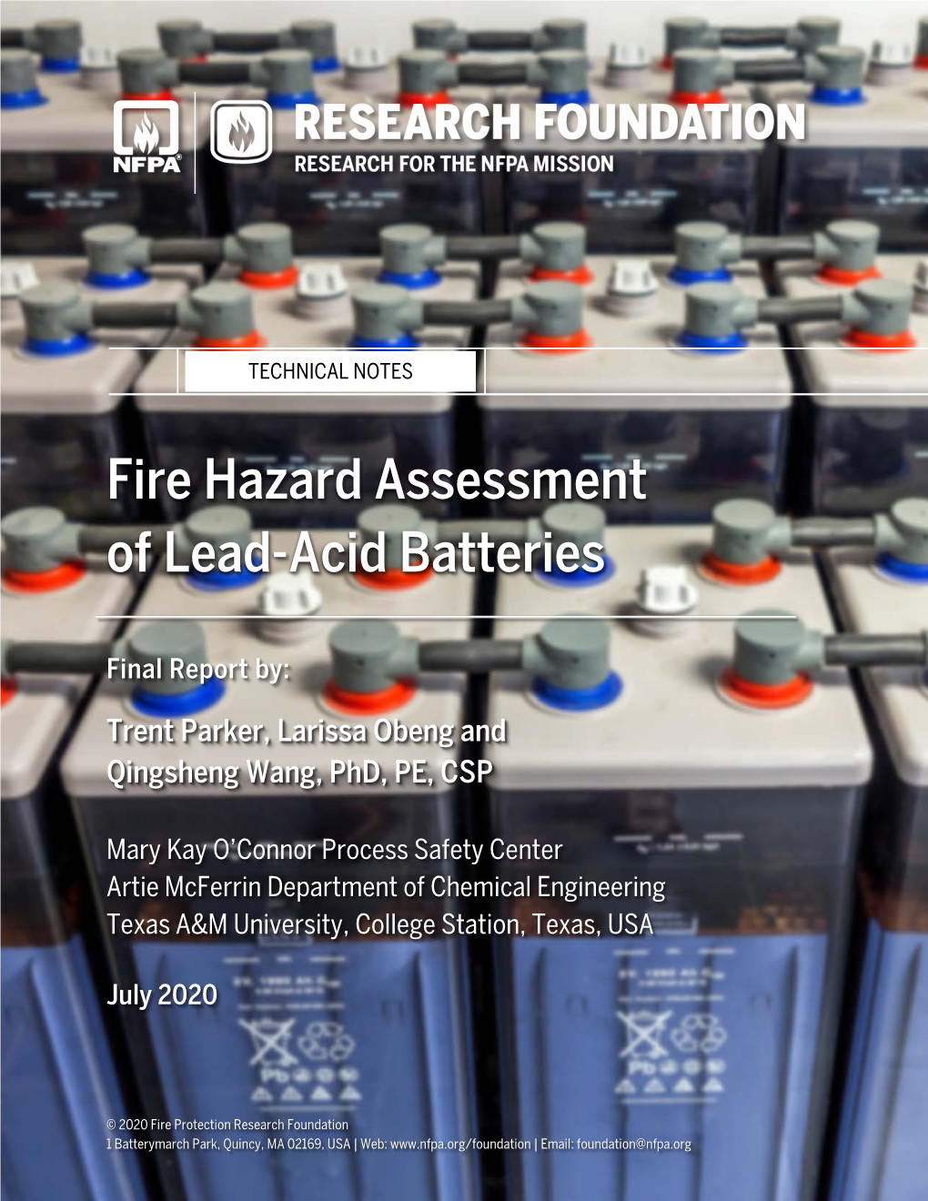 Fire Hazard Assessment of Lead-Acid Batteries
