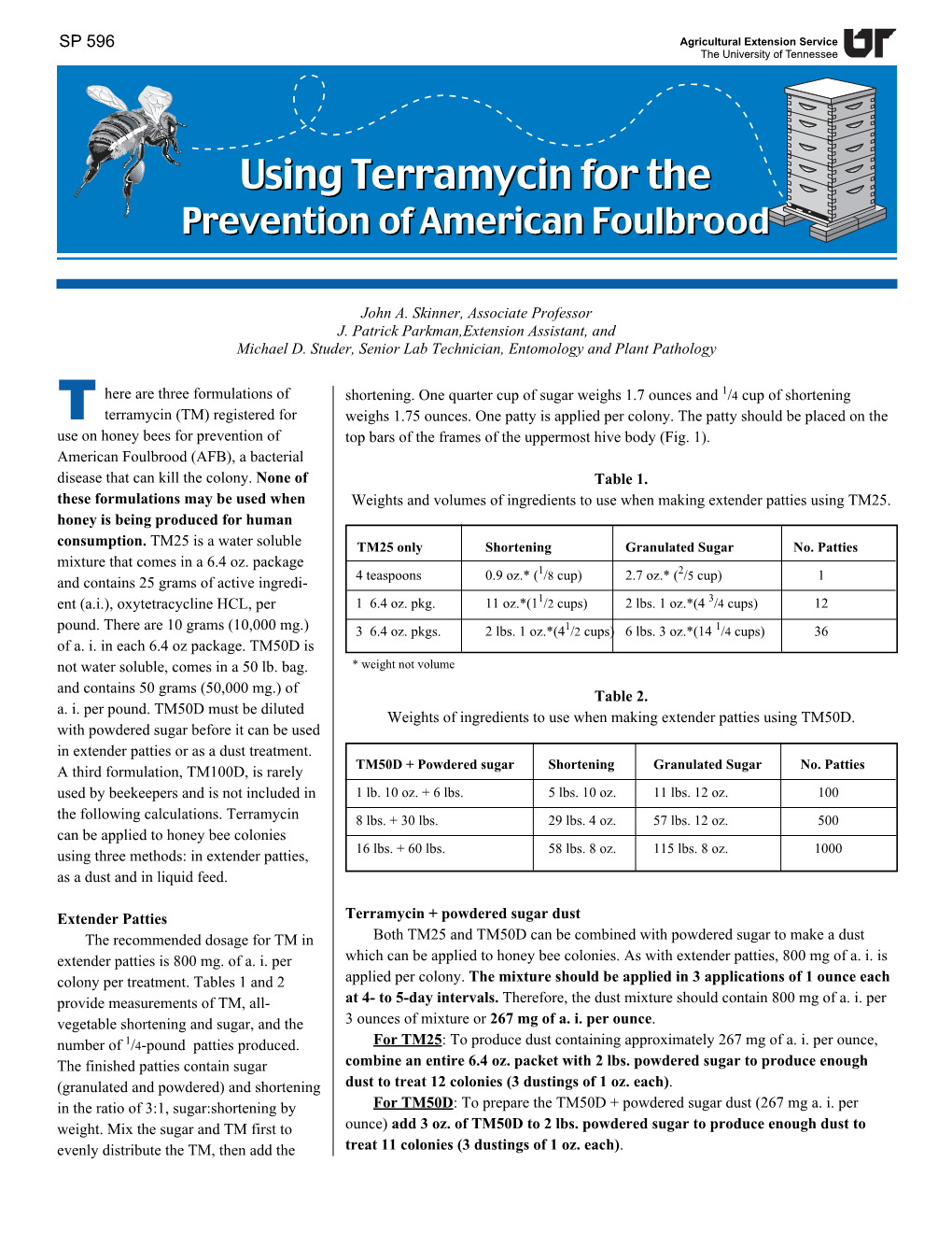 Using Terramycin for the Prevention of American Foulbrood