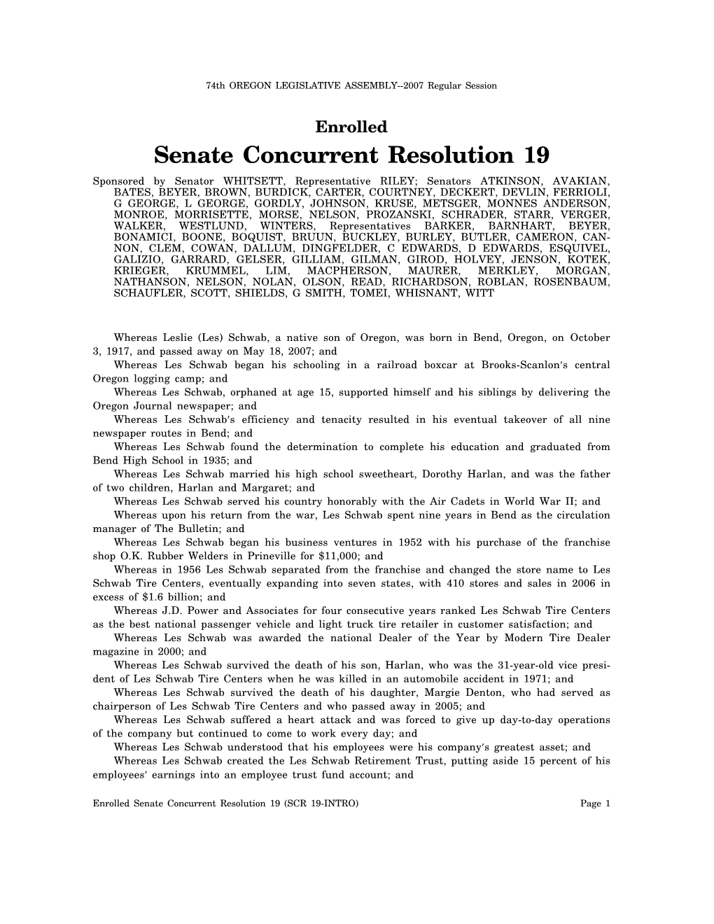 Senate Concurrent Resolution 19