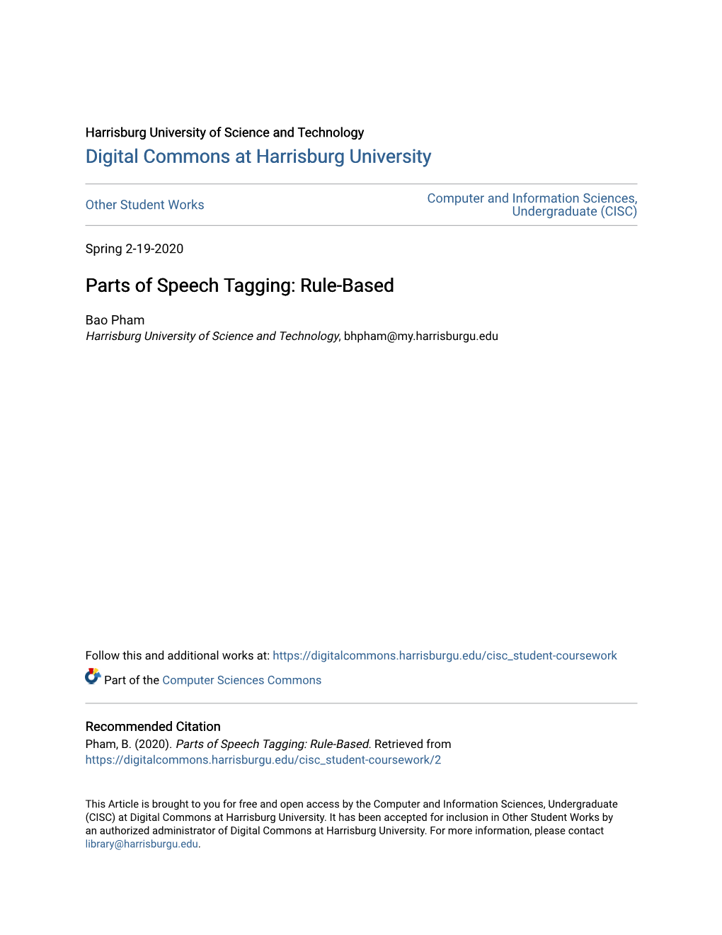 Parts of Speech Tagging: Rule-Based