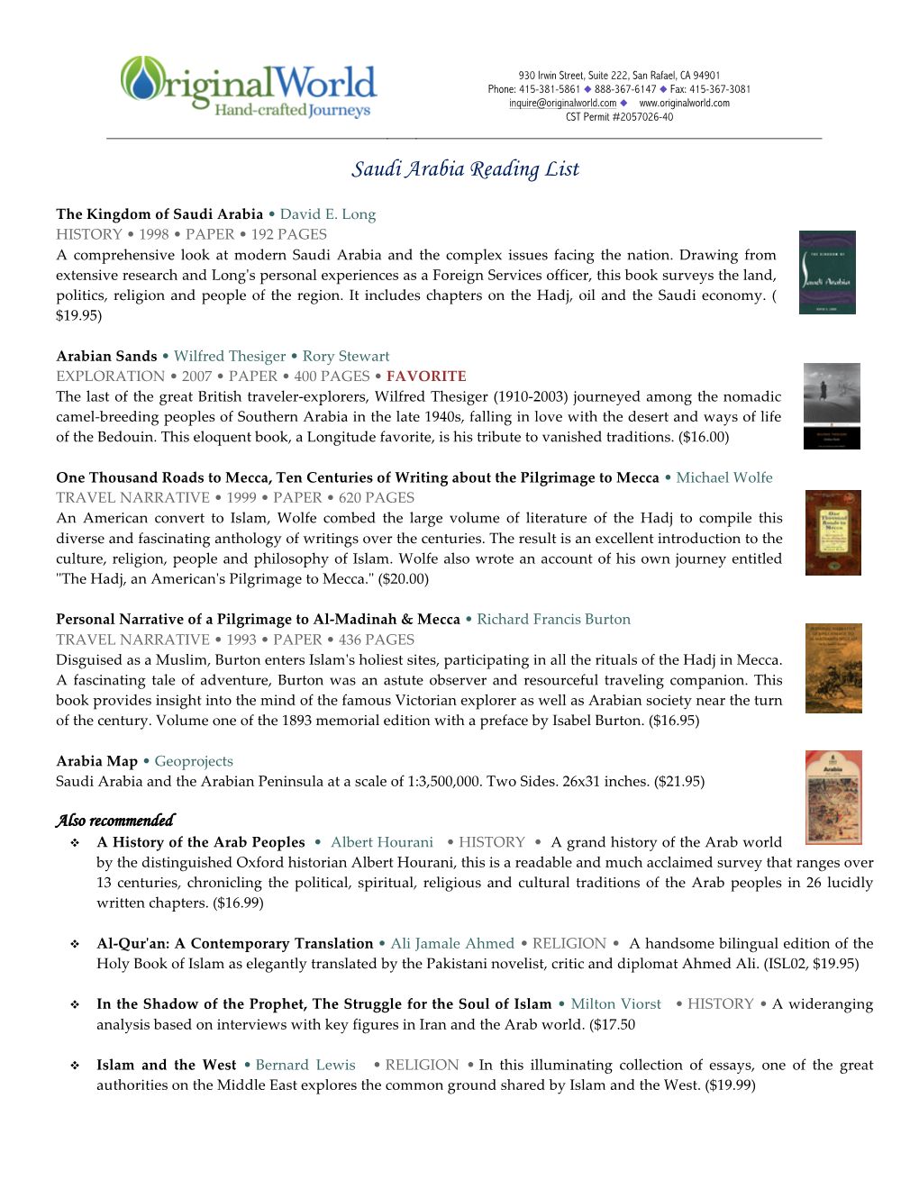 Saudi Arabia Reading List