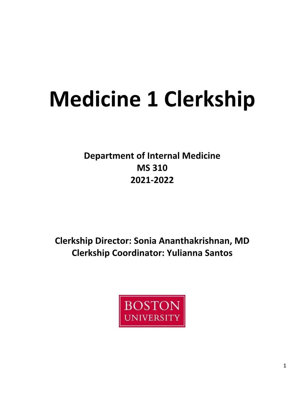 Medicine 1 Clerkship