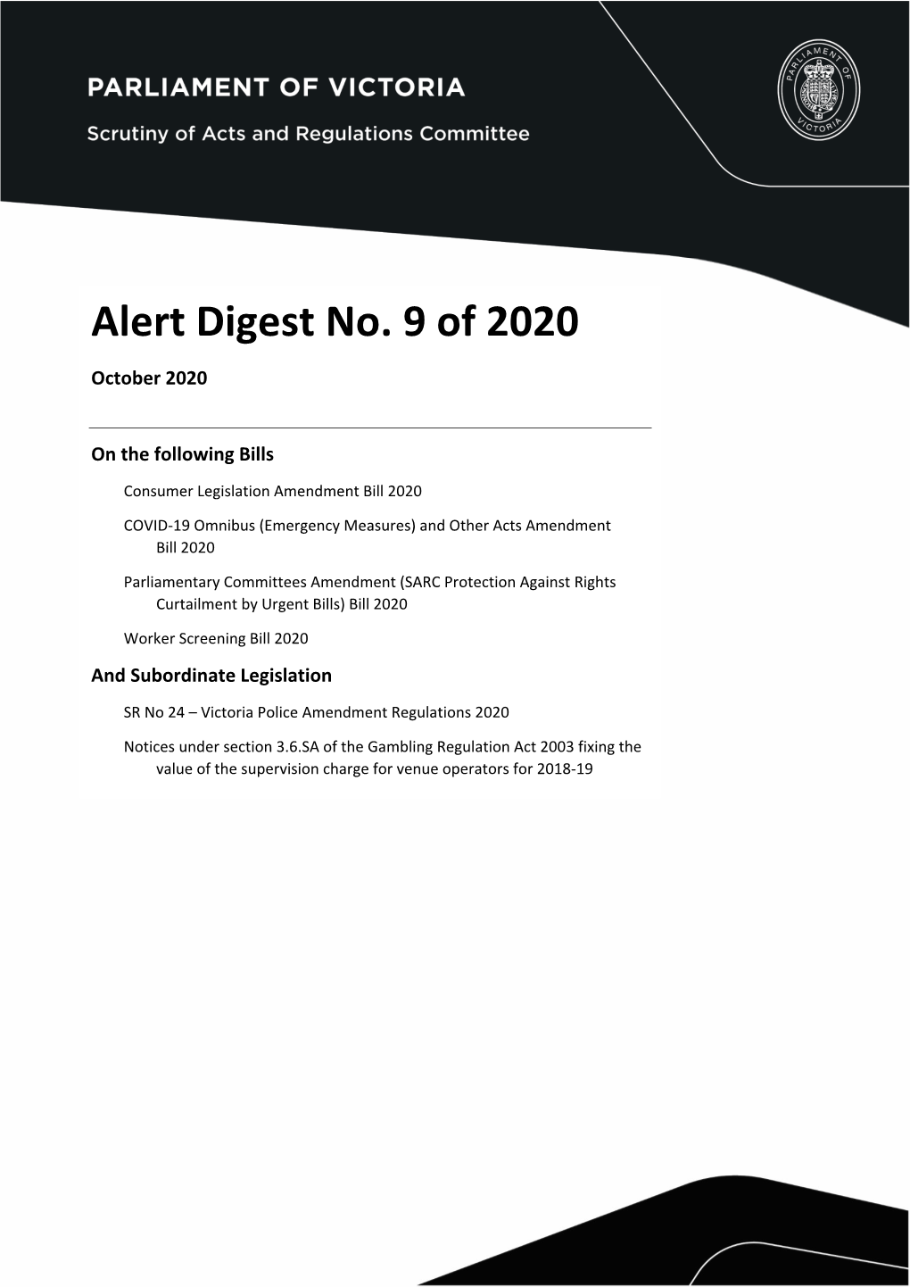 Alert Digest No. 9 of 2020