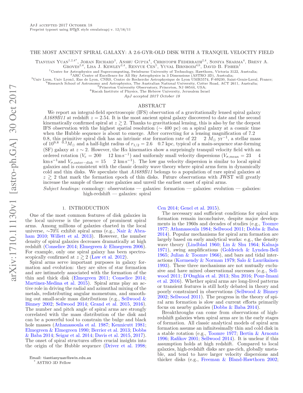 Arxiv:1710.11130V1 [Astro-Ph.GA] 30 Oct 2017