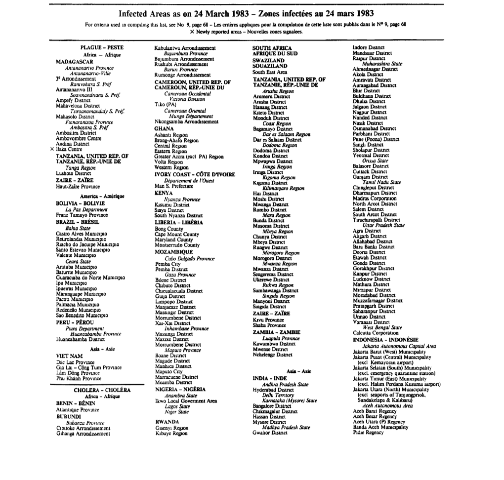 Infected Areas As on 24 March 1983