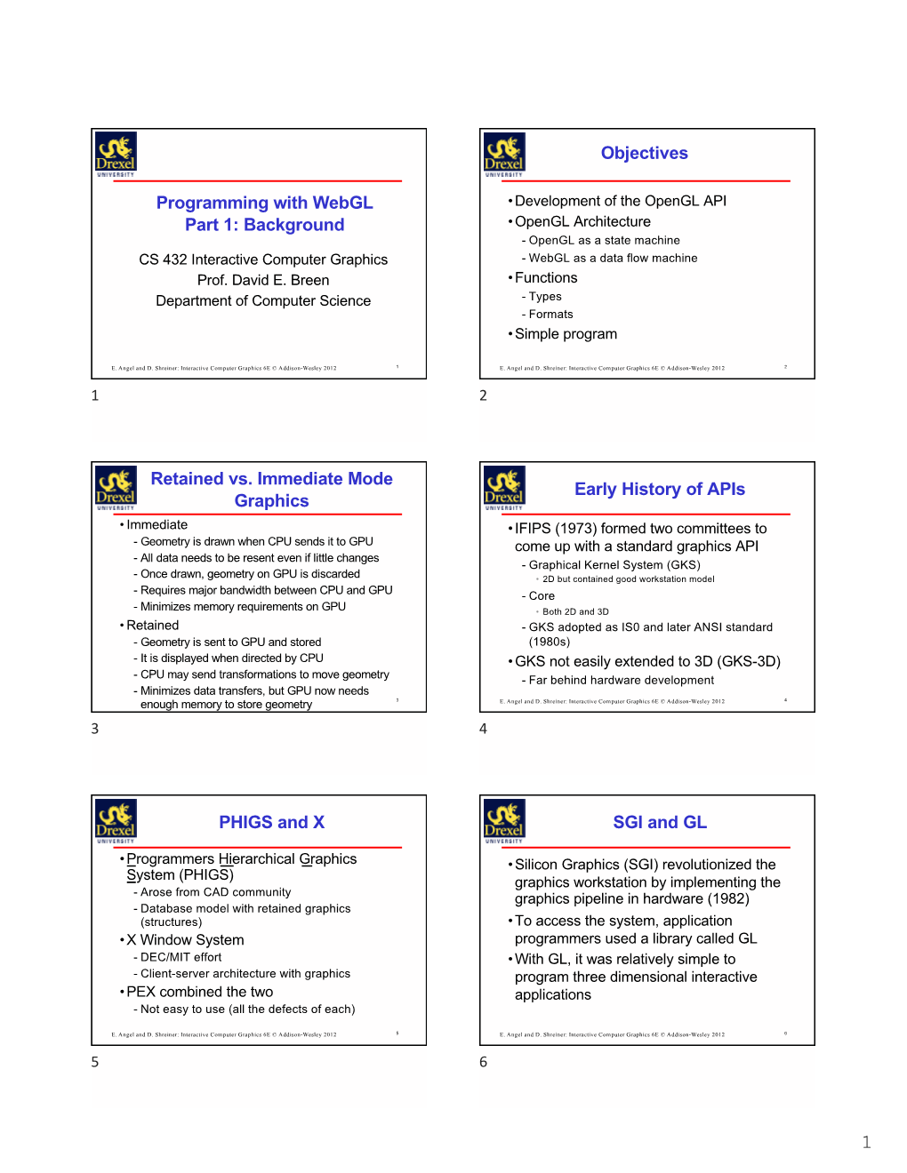 Programming with Webgl Part 1: Background Objectives Retained Vs