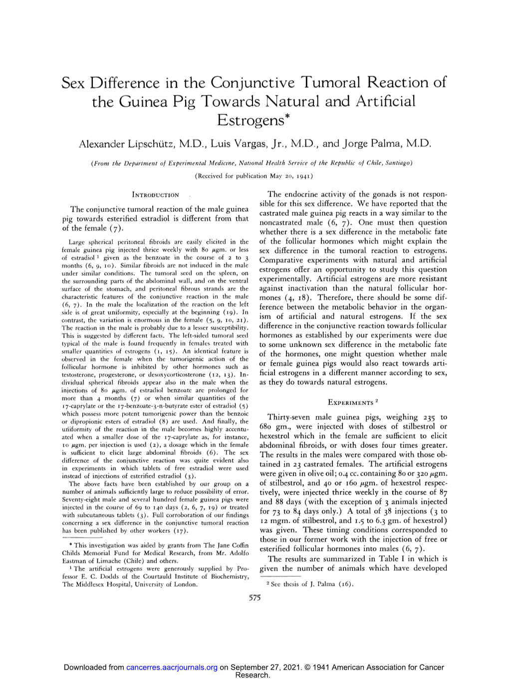 Sex Difference in the Conjunctive Tumoral