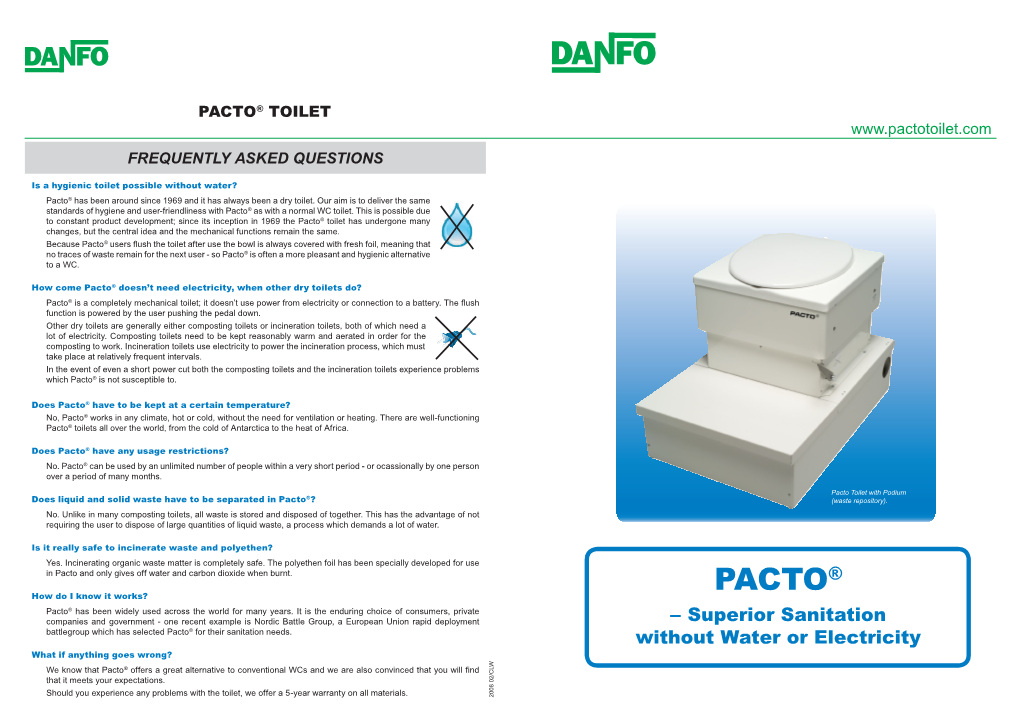 Pacto® Toilet Frequently Asked Questions