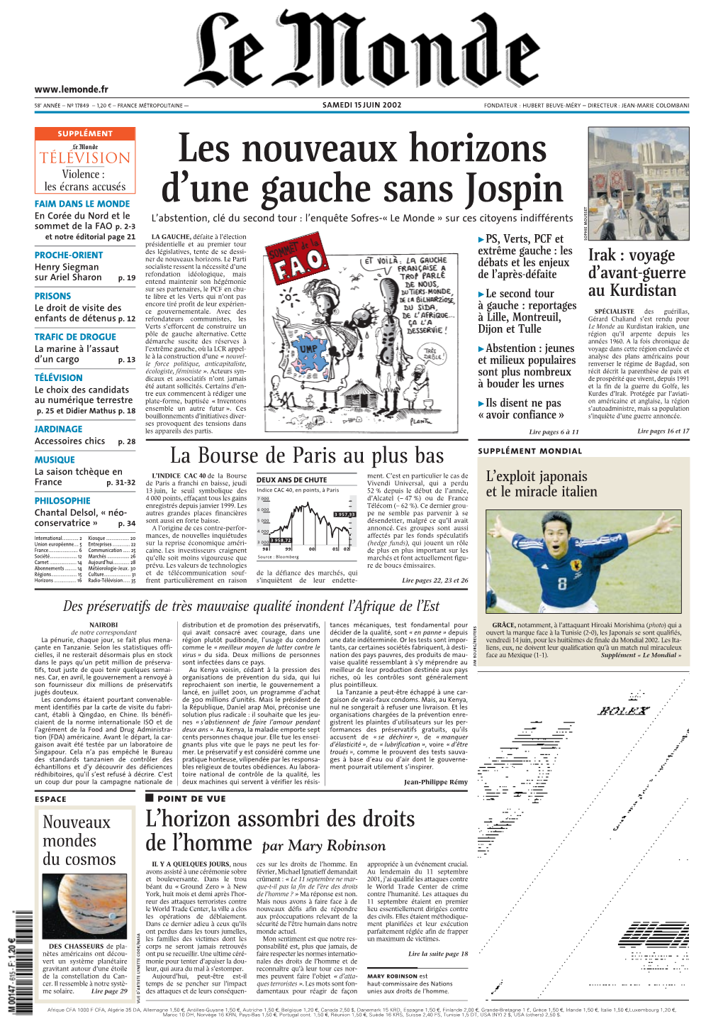 LE MONDE/PAGES<UNE>