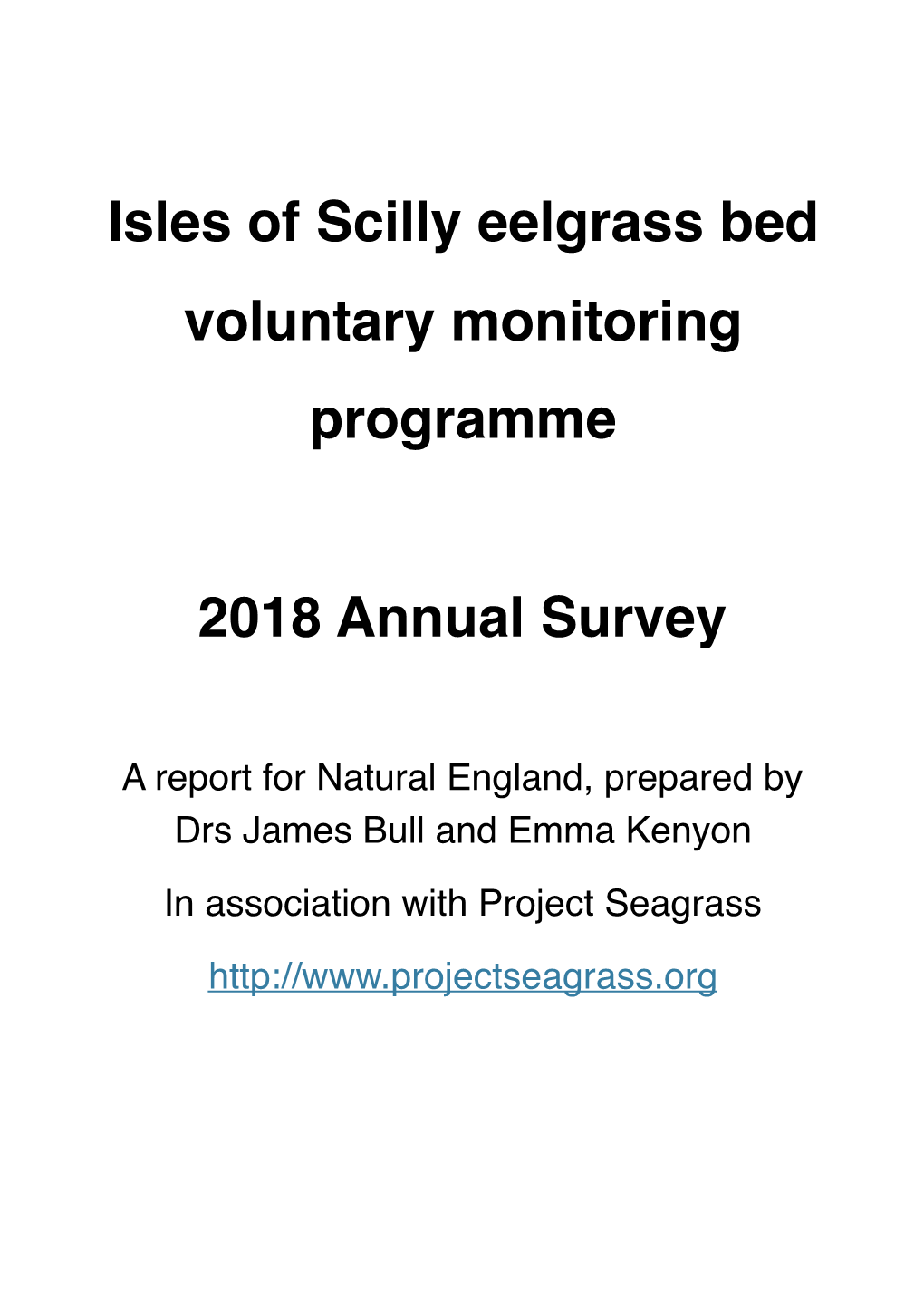 Isles of Scilly Eelgrass Bed Voluntary Monitoring Programme