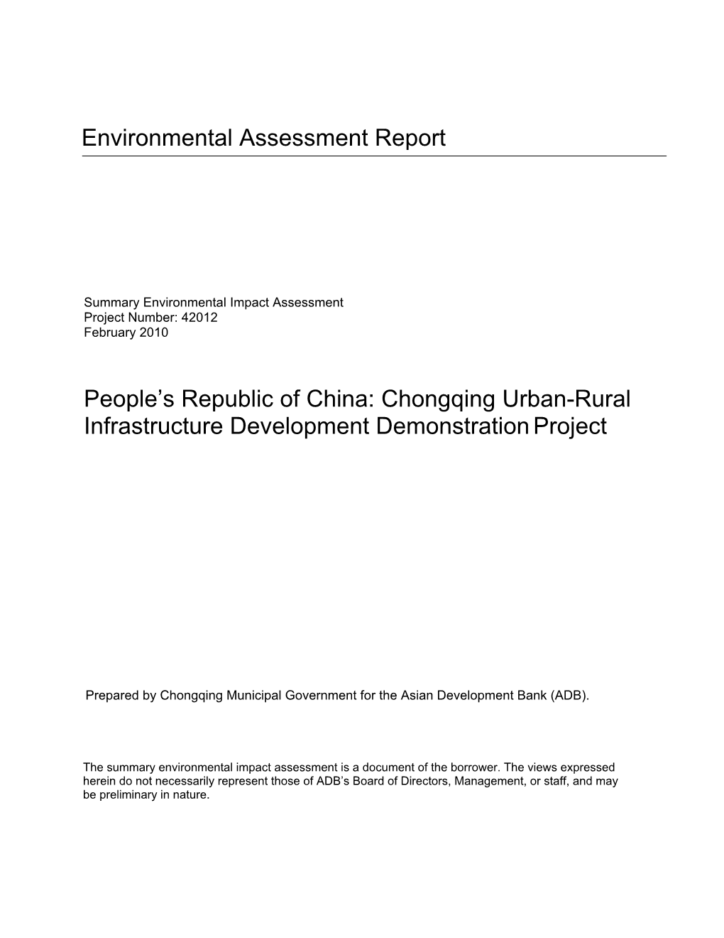 Environmental Assessment and Measures