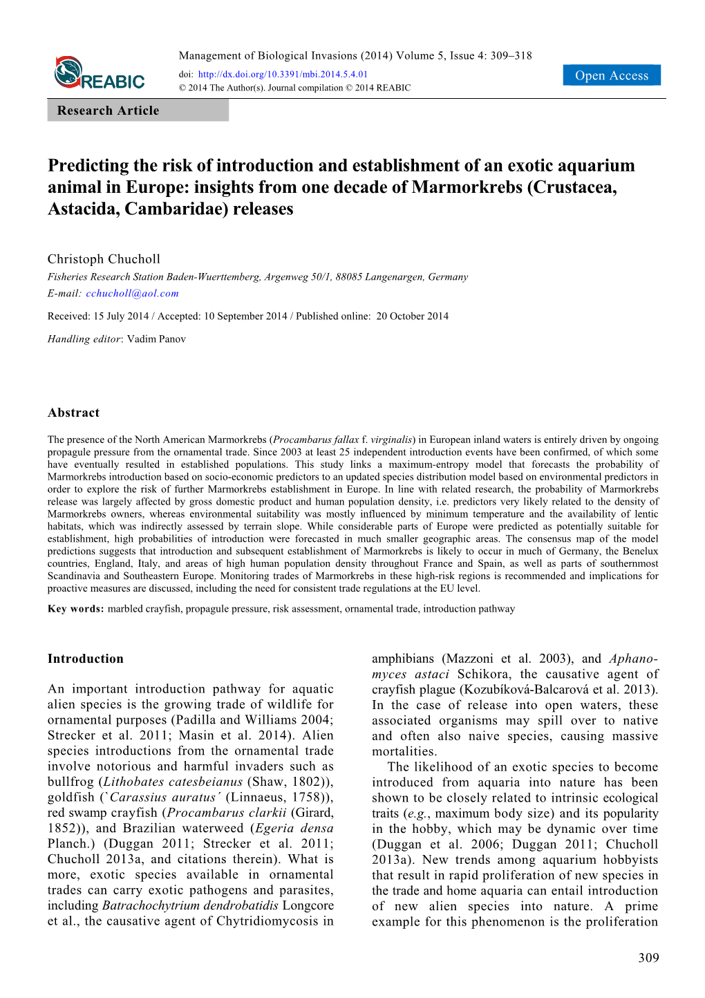 Predicting the Risk of Introduction and Establishment of an Exotic