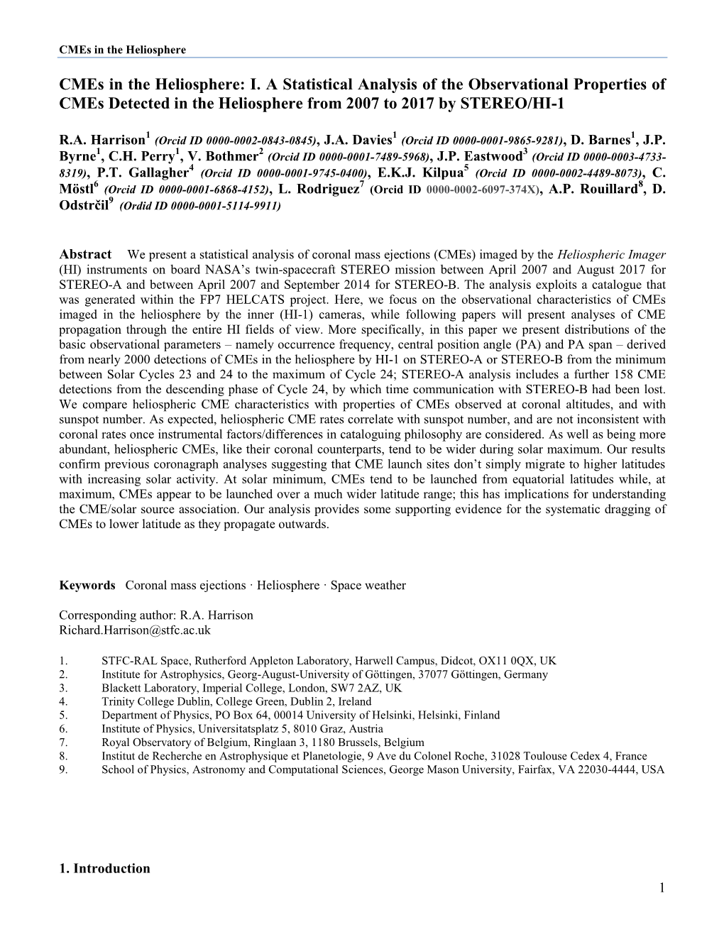 Cmes in the Heliosphere