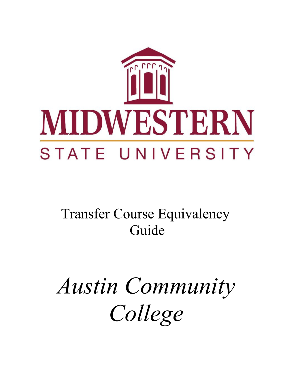 Use This Checklist to Mark the Courses Taken at Austin Community College