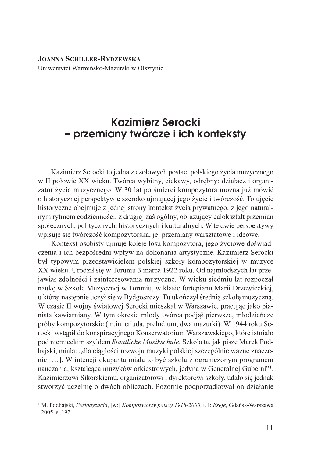 Kazimierz Serocki – Przemiany Twórcze I Ich Konteksty