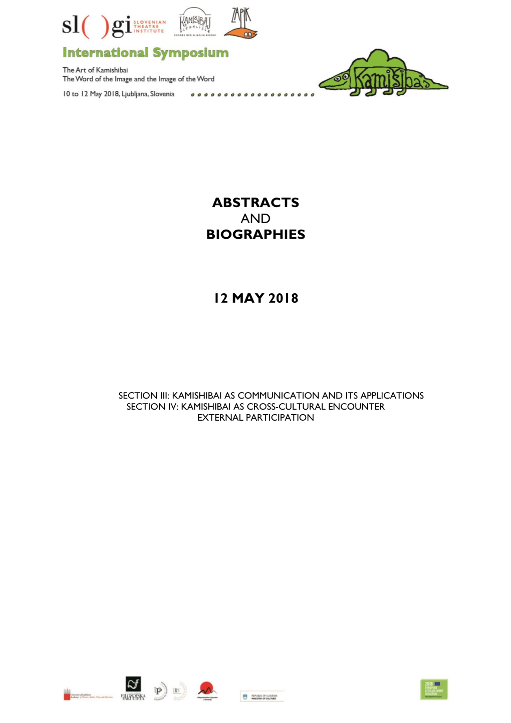 Abstracts and Biographies 12 May 2018