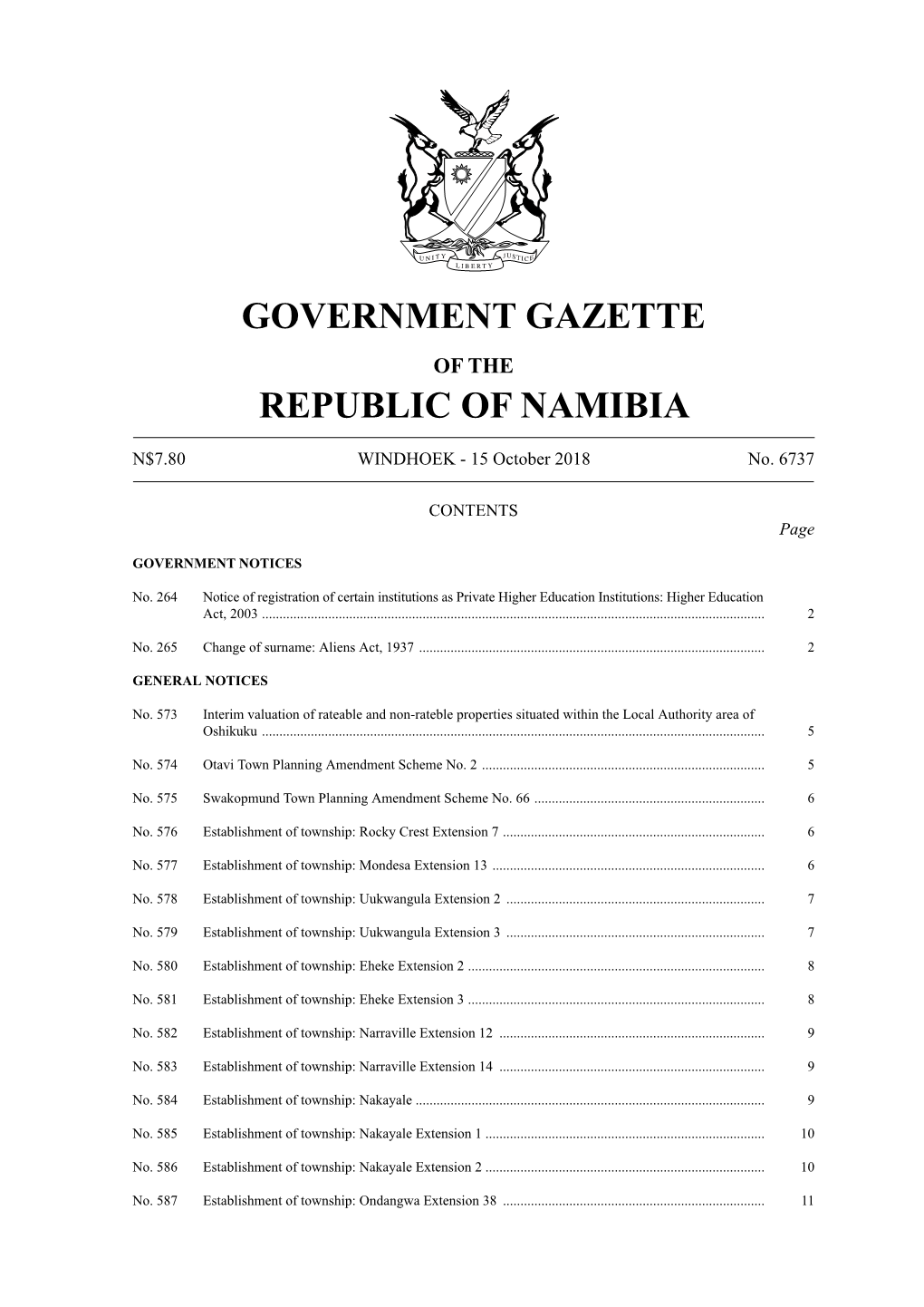 Government Gazette Republic of Namibia