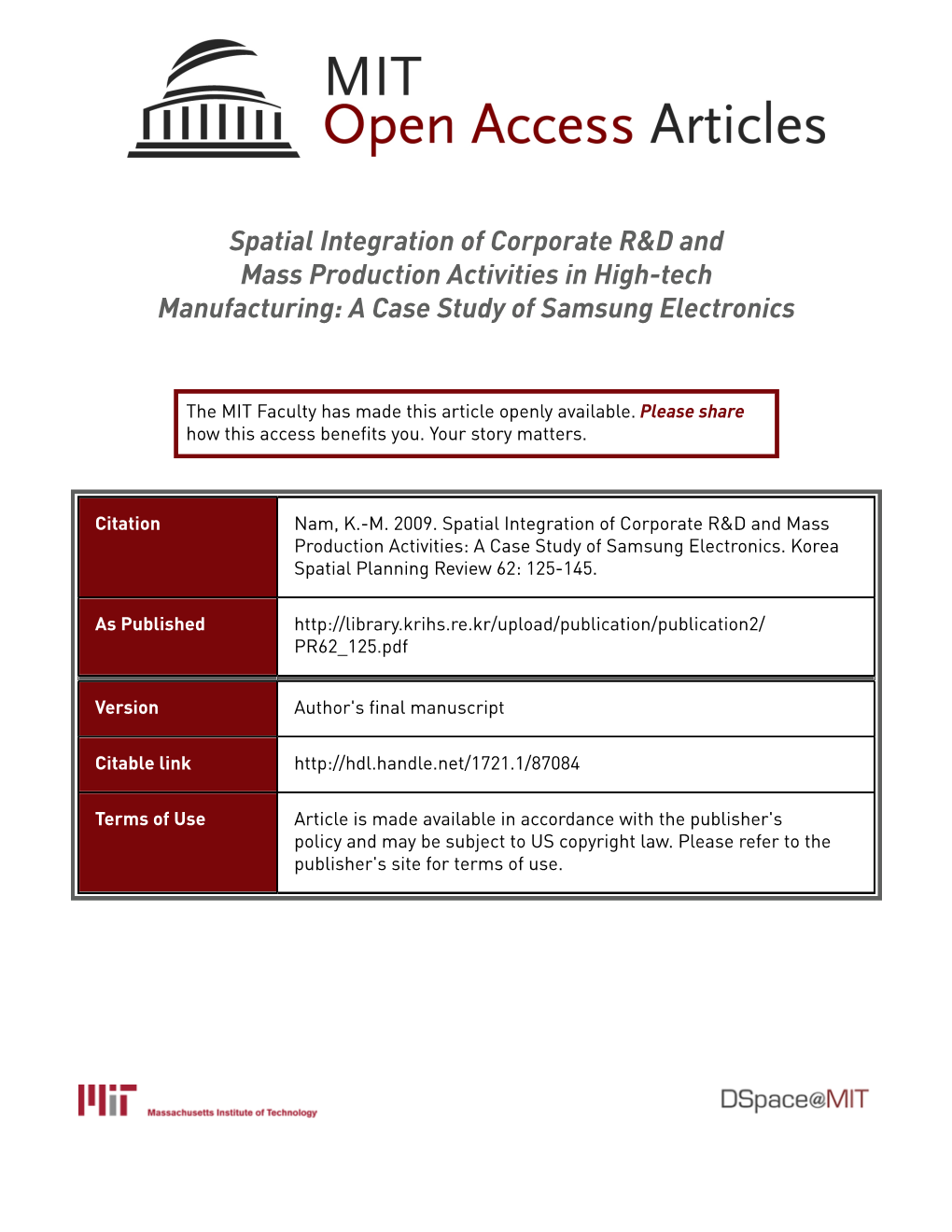 Spatial Integration of Corporate R&D and Mass