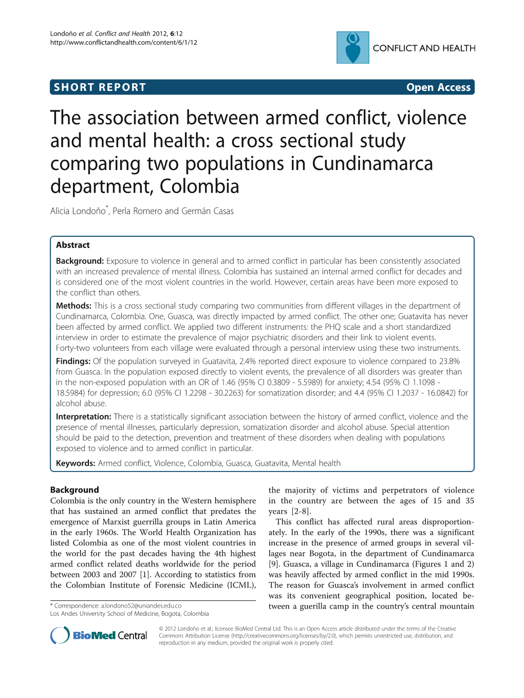 The Association Between Armed Conflict, Violence