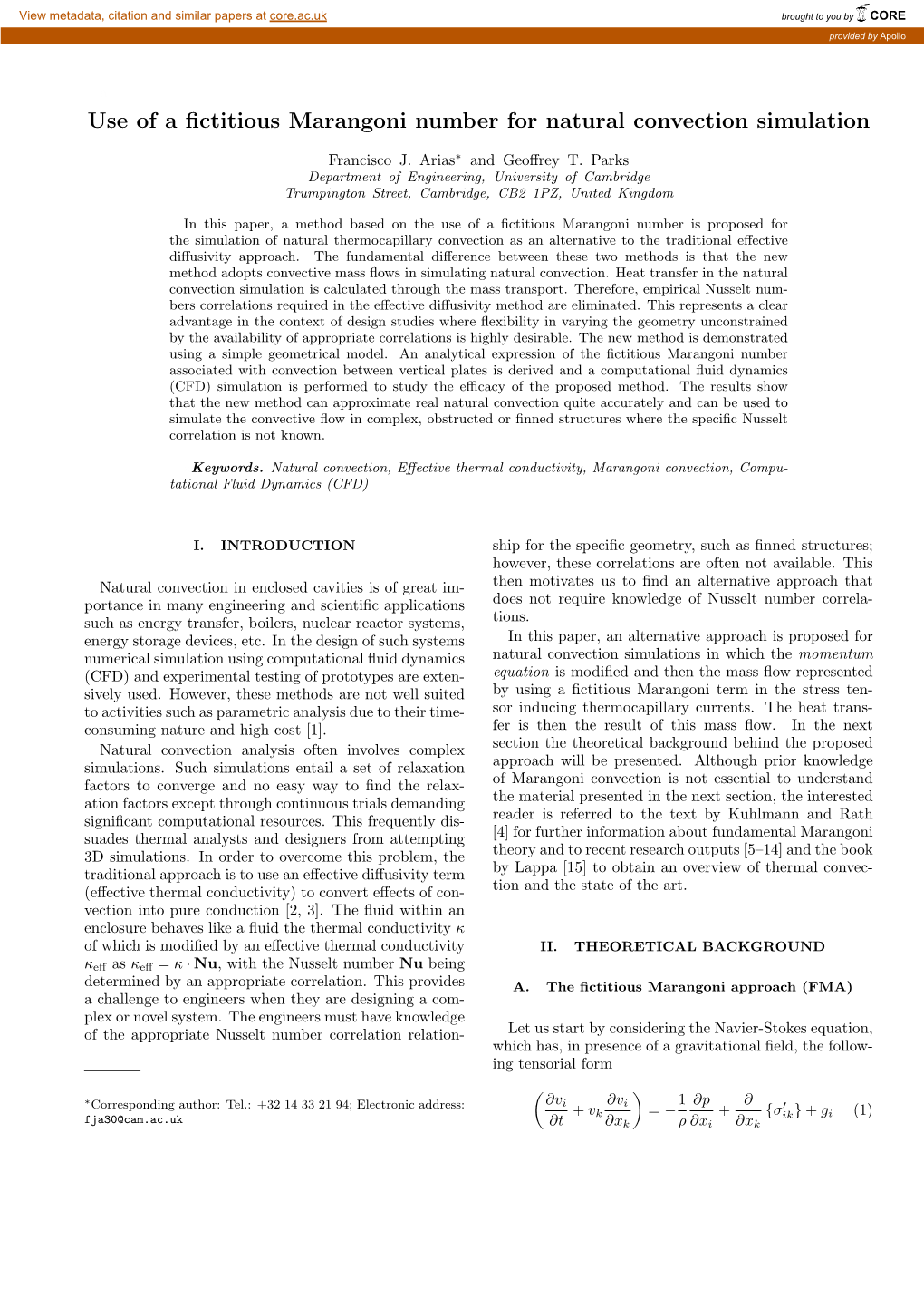 Use of a Fictitious Marangoni Number for Natural Convection