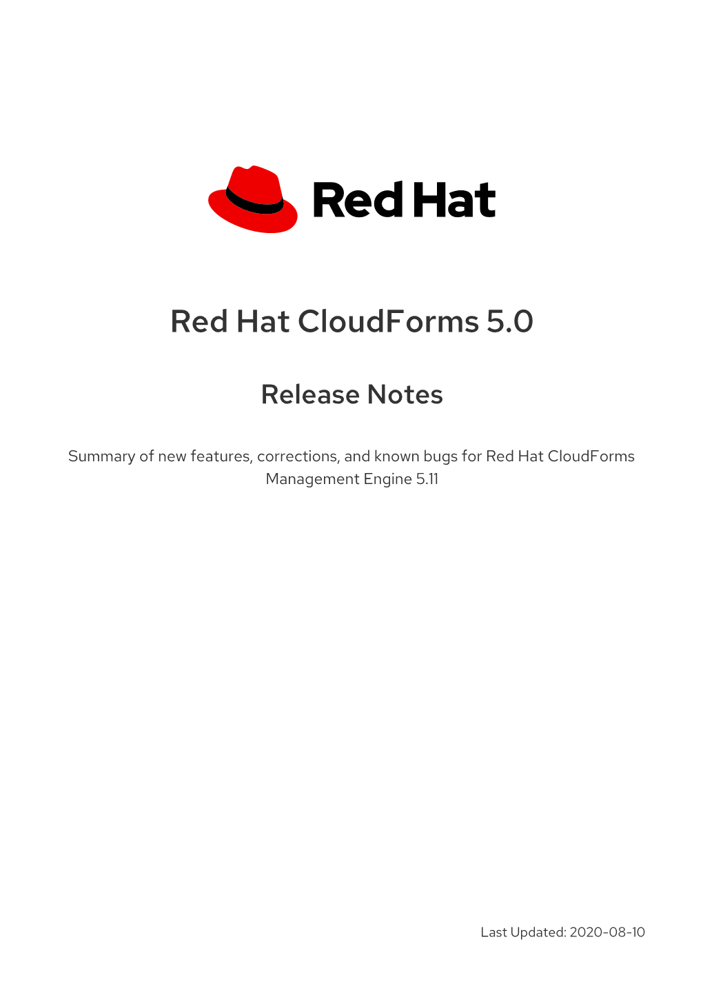 Red Hat Cloudforms 5.0 Release Notes