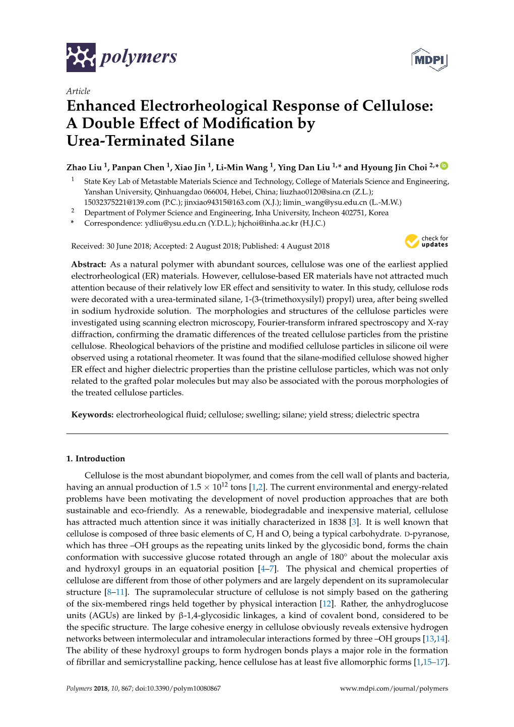 Enhanced Electrorheological Response of Cellulose: a Double Effect of Modiﬁcation by Urea-Terminated Silane