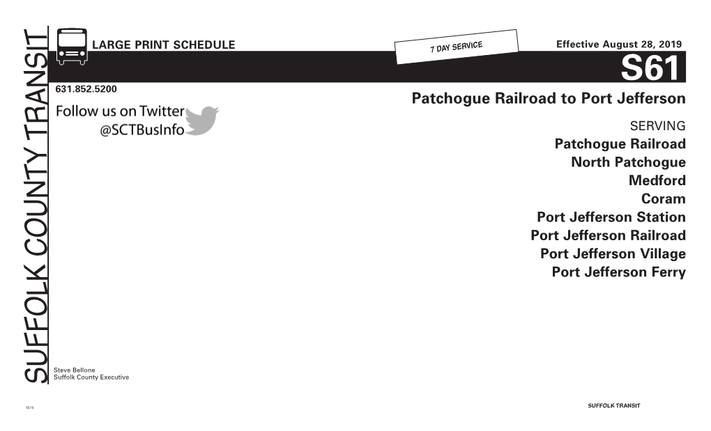 S61 Patchogue Railroad to Port Jefferson