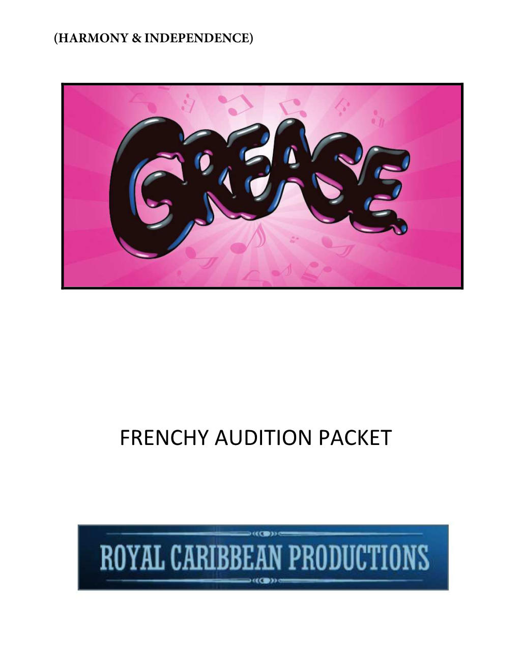 Frenchy Audition Packet Frenchy Grease