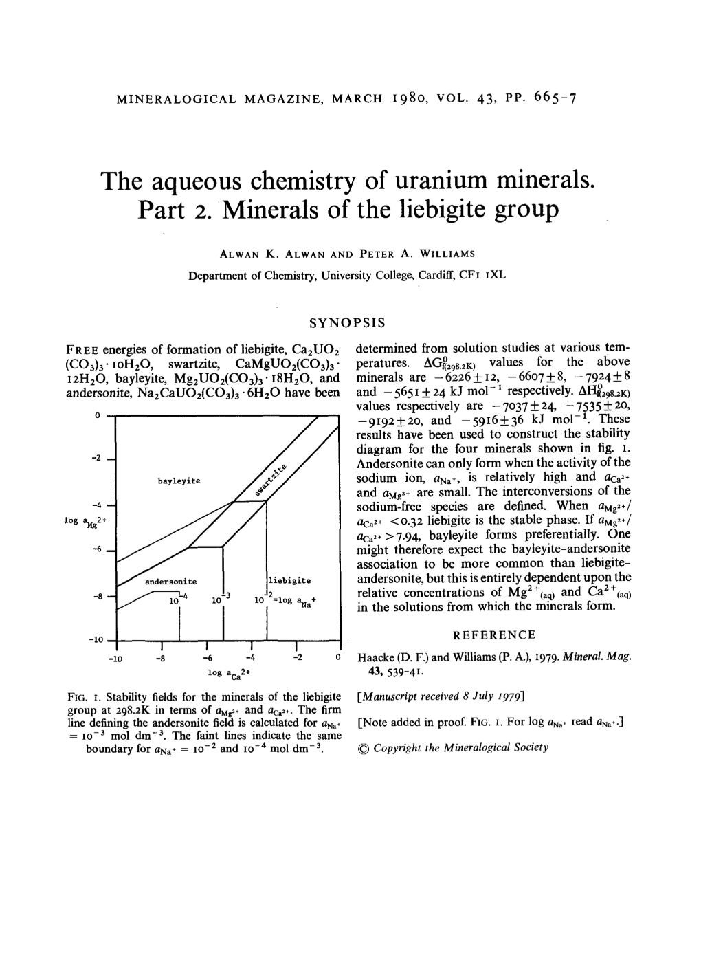 The Aqueous Chemistry of Uranium Minerals. Part 2. Minerals of the Liebigite Group
