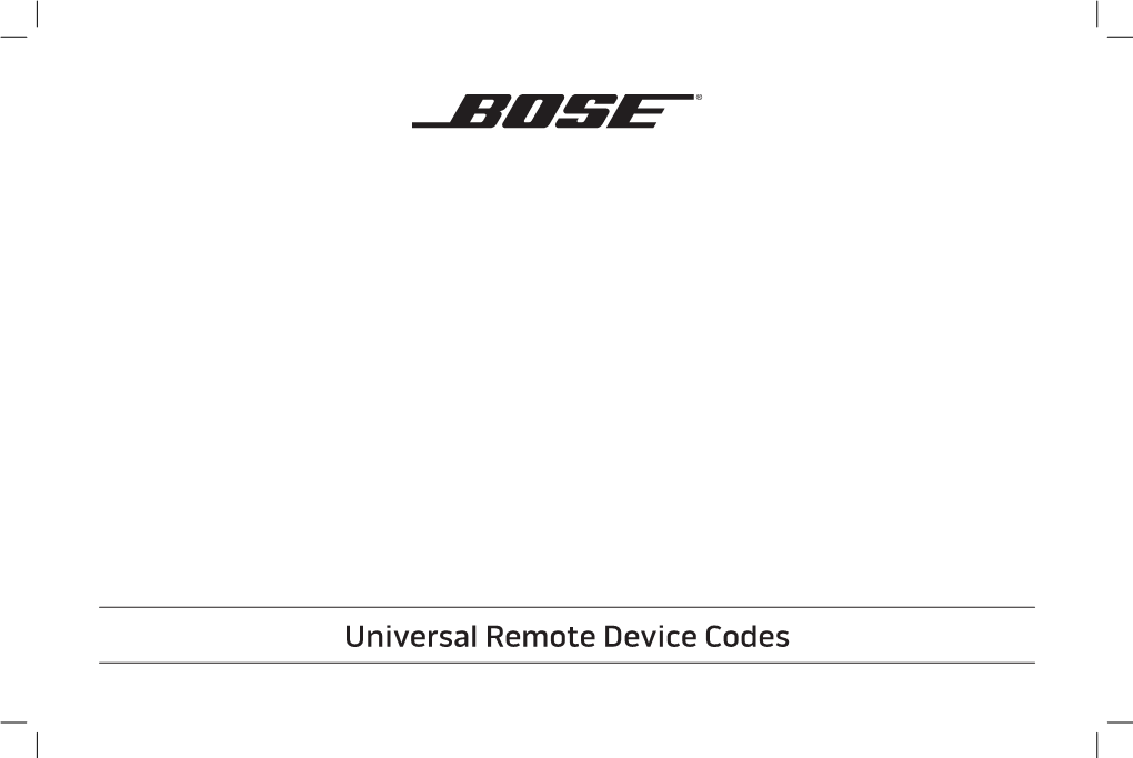 Universal Remote Device Codes Contents TV