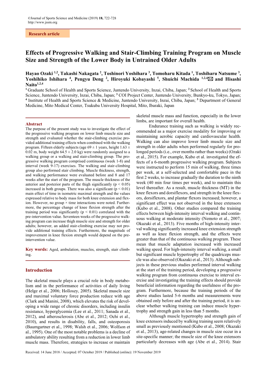 Effects of Progressive Walking and Stair-Climbing Training Program on Muscle Size and Strength of the Lower Body in Untrained Older Adults