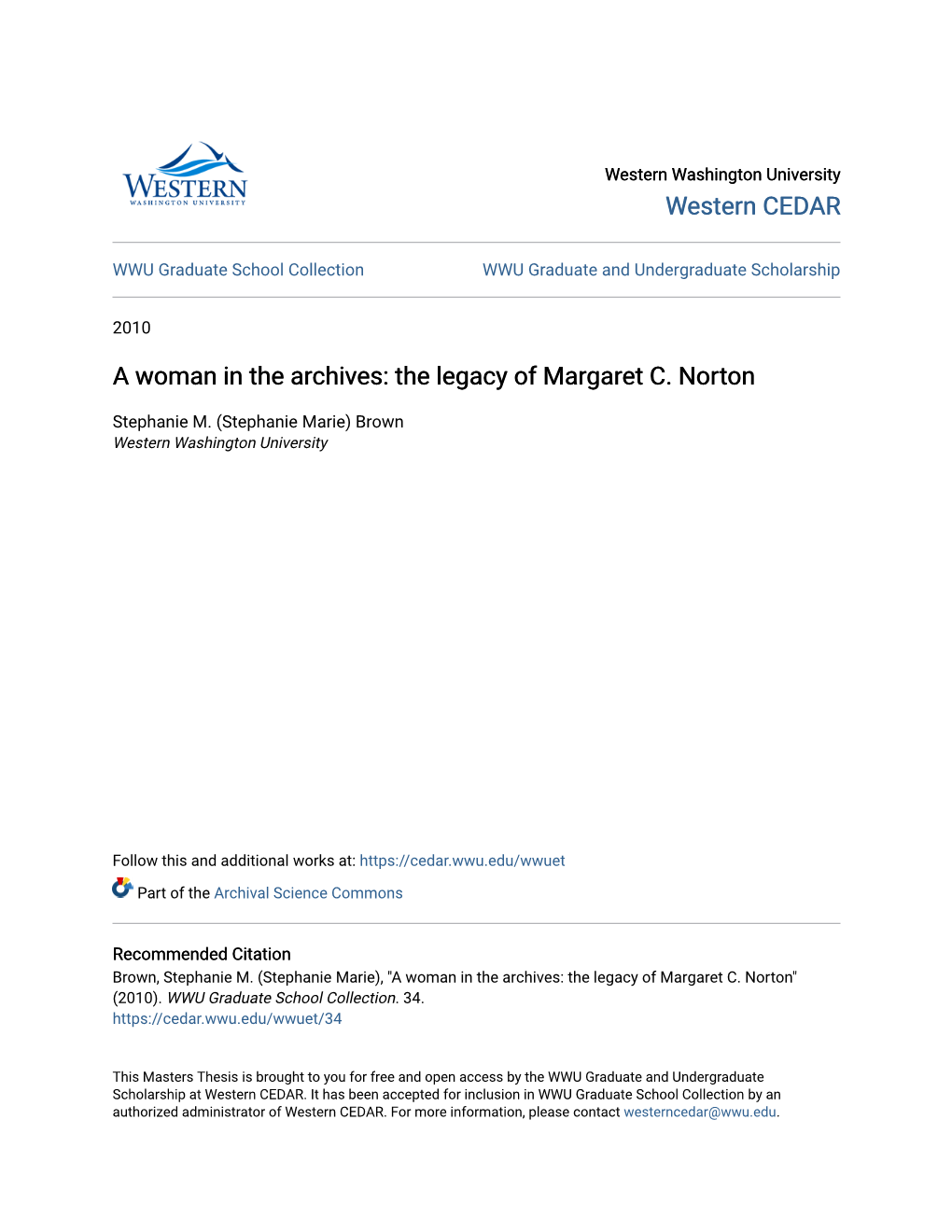 The Legacy of Margaret C. Norton