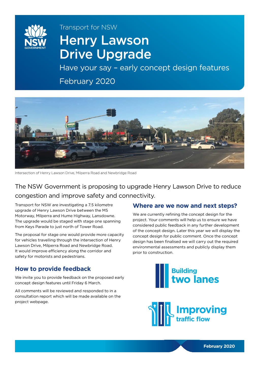 Henry Lawson Drive Upgrade Community Update February 2020