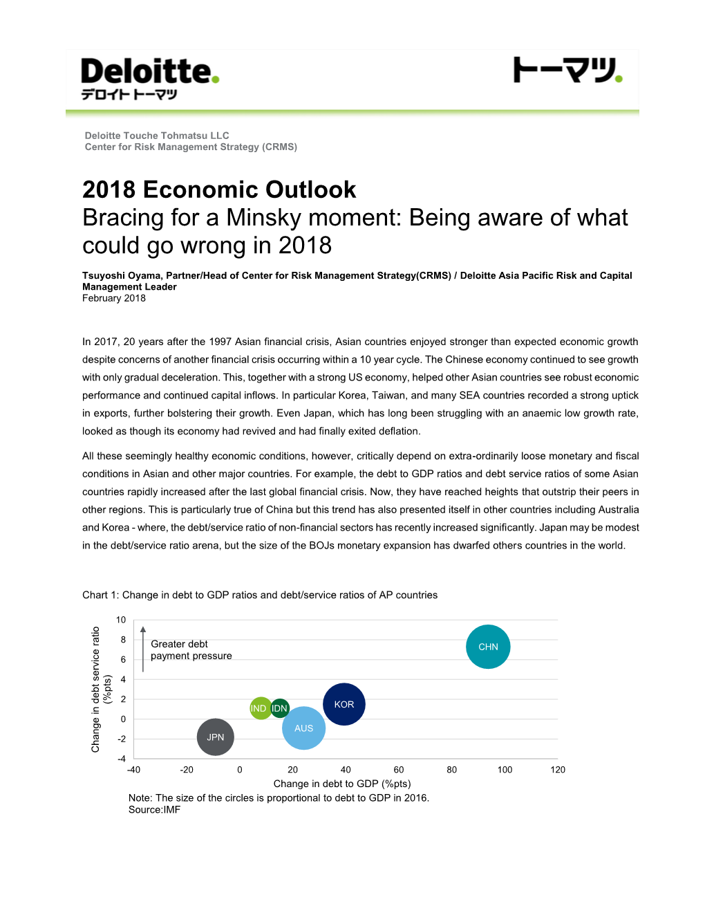 2018 Economic Outlook Bracing for a Minsky Moment: Being Aware of What Could Go Wrong in 2018