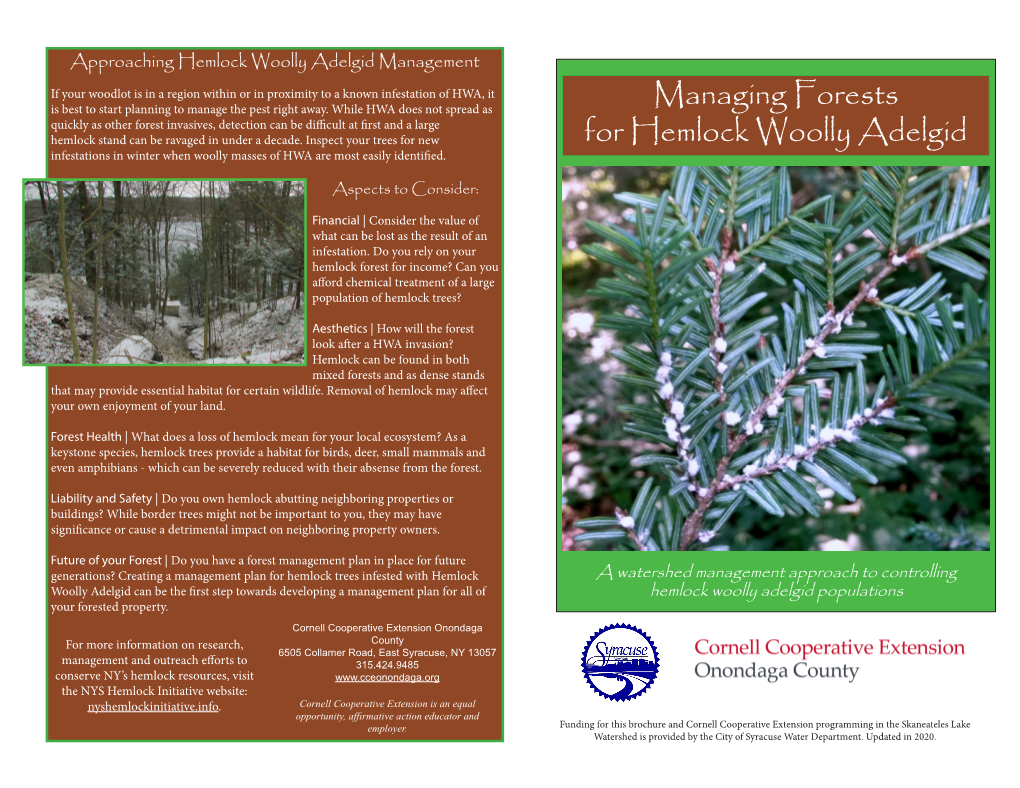Managing Forests for Hemlock Woolly Adelgid (HWA)
