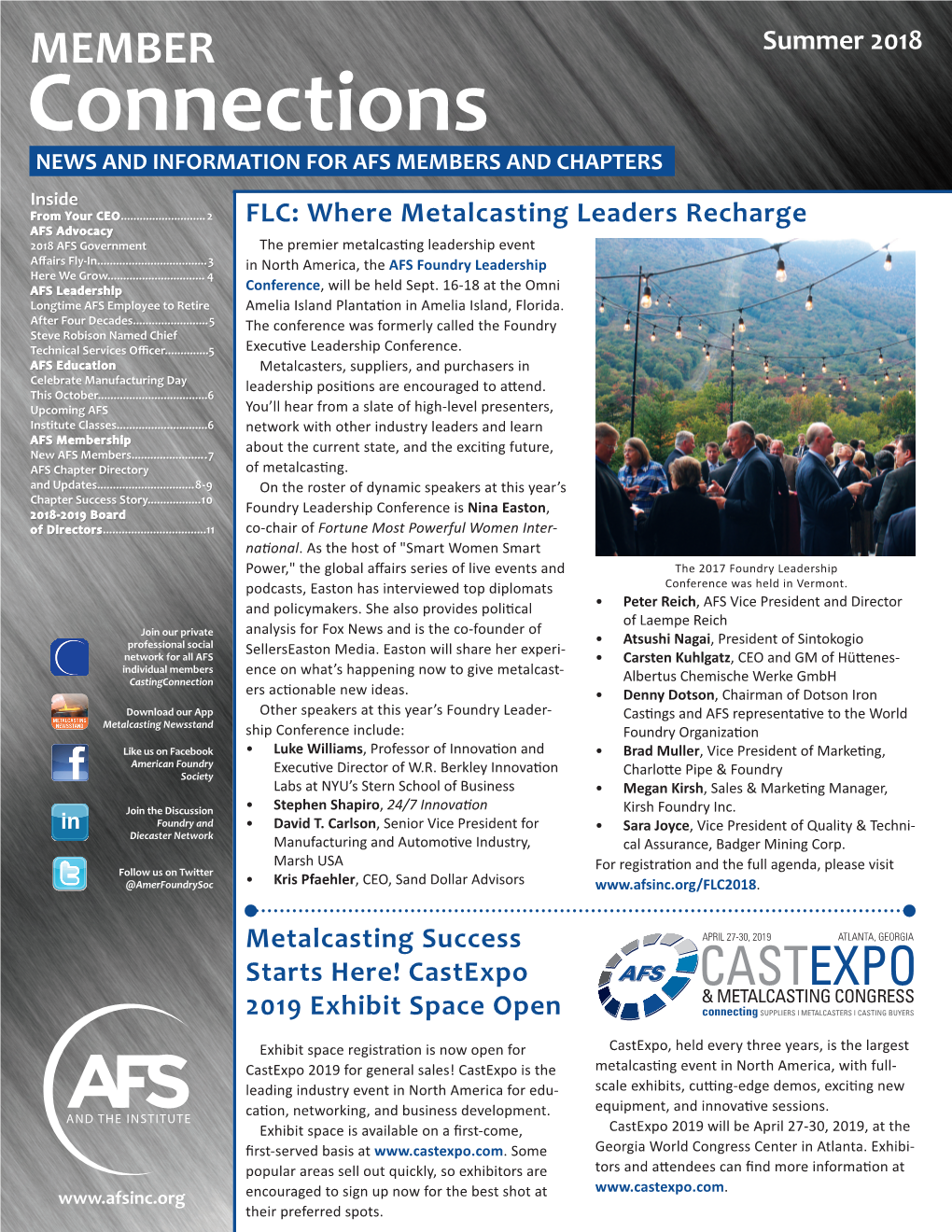 Connections NEWS and INFORMATION for AFS MEMBERS and CHAPTERS Inside from Your CEO