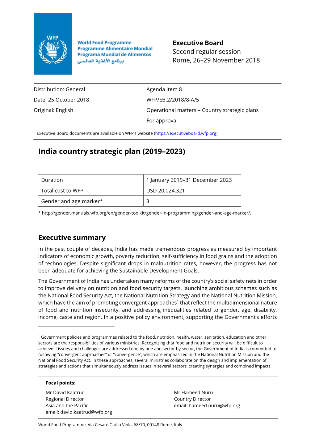 India Country Strategic Plan (2019–2023)