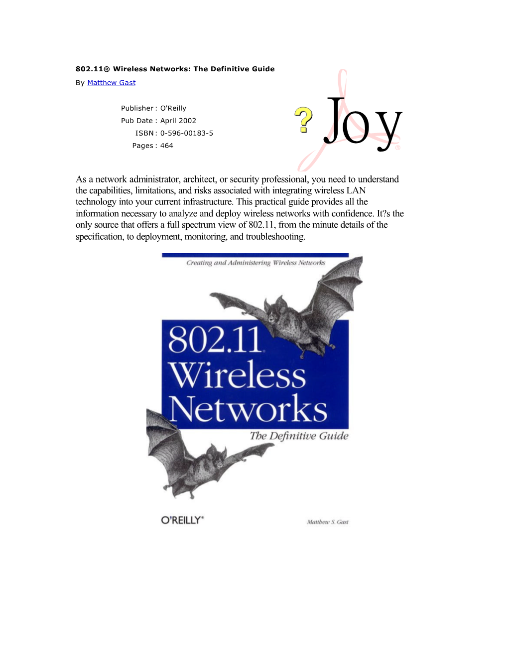 802.11@Wireless Networks- the Definitive Guide