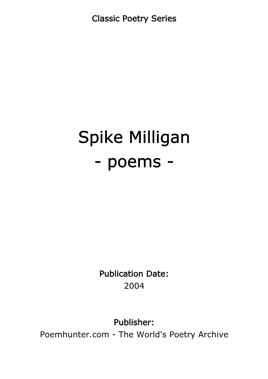 Spike Milligan - Poems