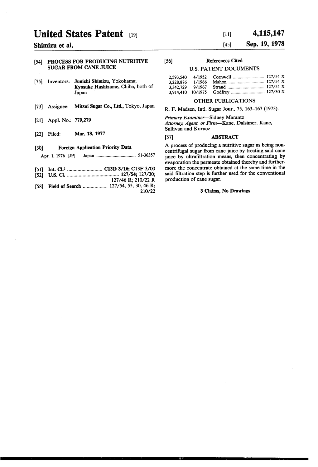 United States Patent (19) 11 4,115,147 Shimizu Et Al