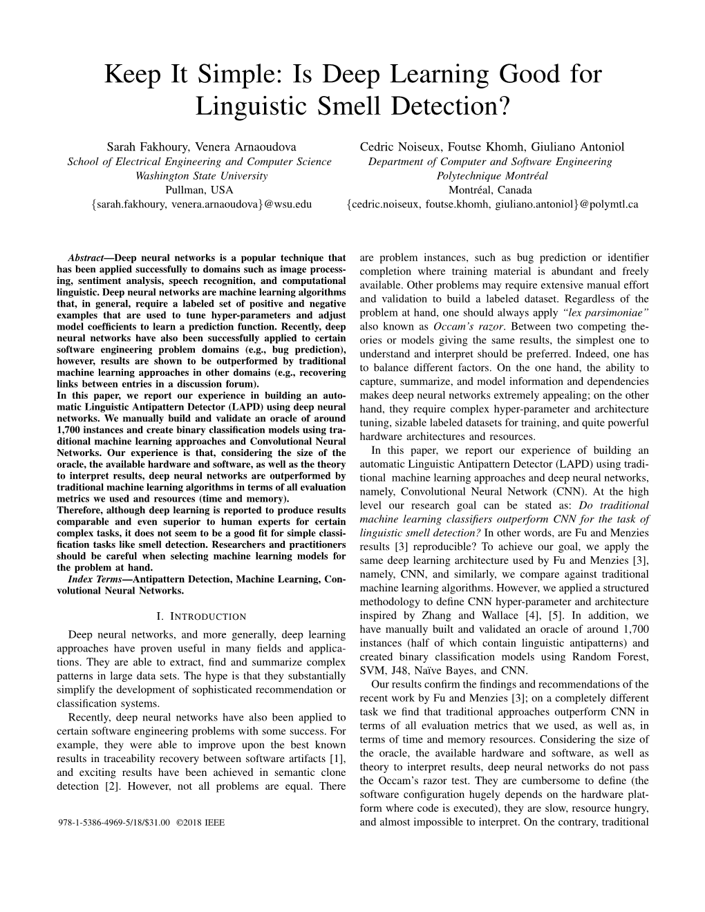 Is Deep Learning Good for Linguistic Smell Detection?