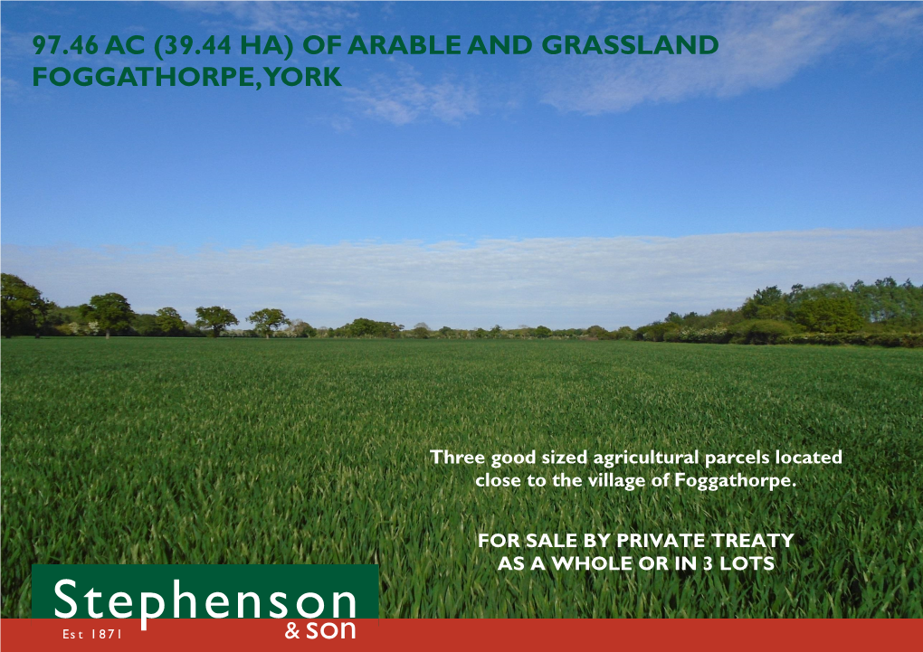 Of Arable and Grassland Foggathorpe, York