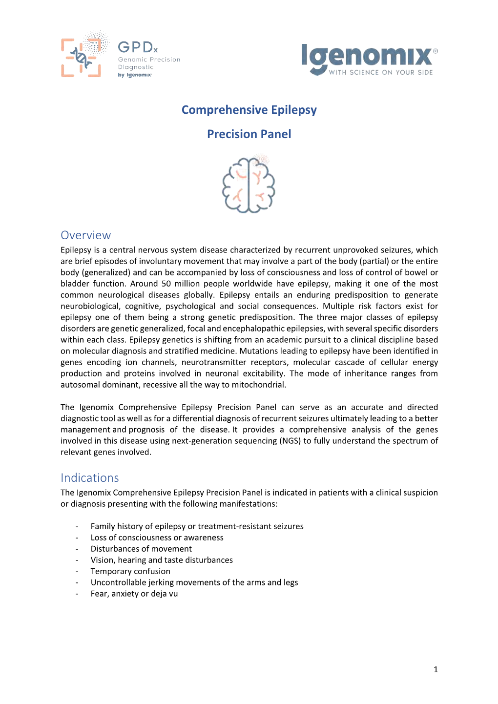 Comprehensive Epilepsy Precision Panel Overview Indications